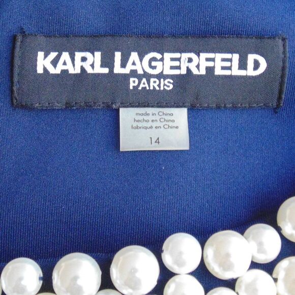 KARL LAGERFELD Dress, 14, Pearl Cluster Neckline, A-line, Sleeveless, Back zip - Picture 10 of 13